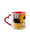 Tasse de couleur intérieure/poignée de 11 oz avec poignée en forme de cœur-rouge