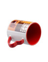 Tasse de couleur intérieure/poignée de 11 oz avec poignée en forme de cœur-rouge