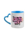  Tasse de couleur intérieure/poignée de 11 oz avec poignée en forme de cœur - Bleu clair
