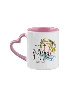  11oz Inner/Handle Color Mug with Heart Handle-Pink 2