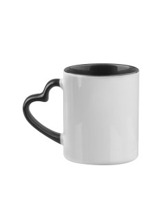  11oz Inner/Handle Color Mug with Heart Handle-Black