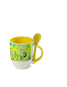11oz Color Sublimation Spoon Mug-Yellow    2