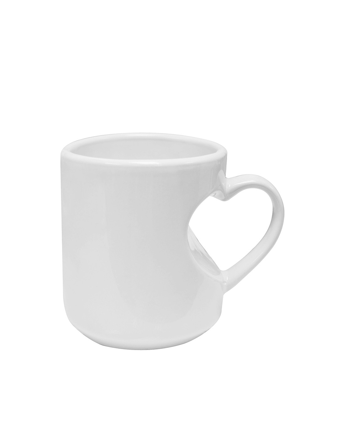 Tasse blanche à poignée en forme de coeur