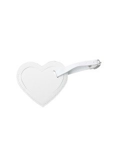Double Side PU Leather Luggage Tag(White, Heart Shape)