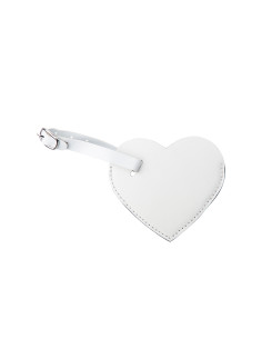 Double Side PU Leather Luggage Tag(White, Heart Shape) 2