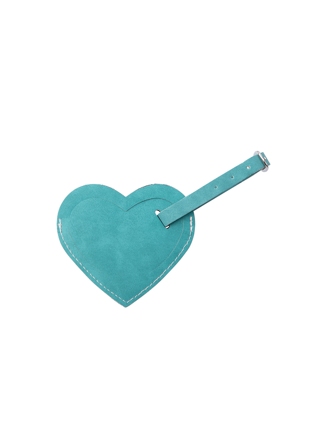 Étiquette de bagage en cuir PU double face (vert, forme de coeur)