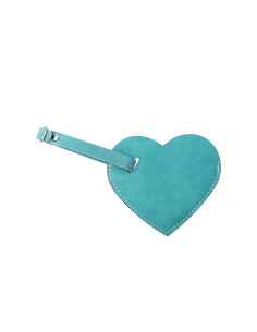 Double Side PU Leather Luggage Tag(Green, Heart Shape) 2