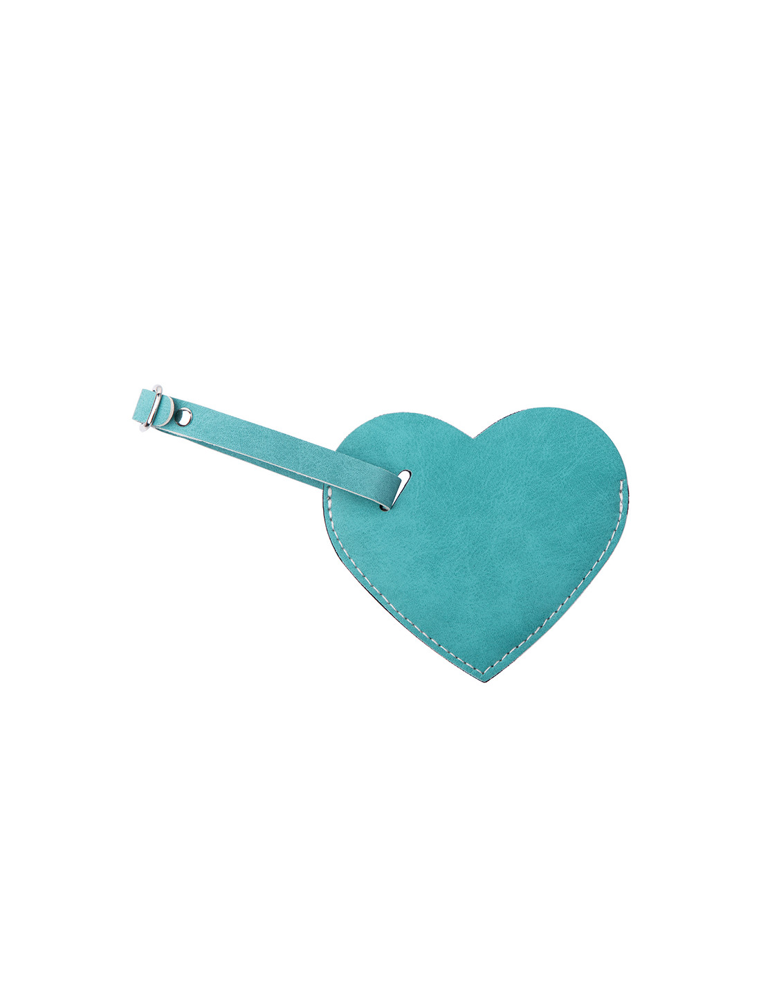Étiquette de bagage en cuir PU double face (vert, forme de coeur)