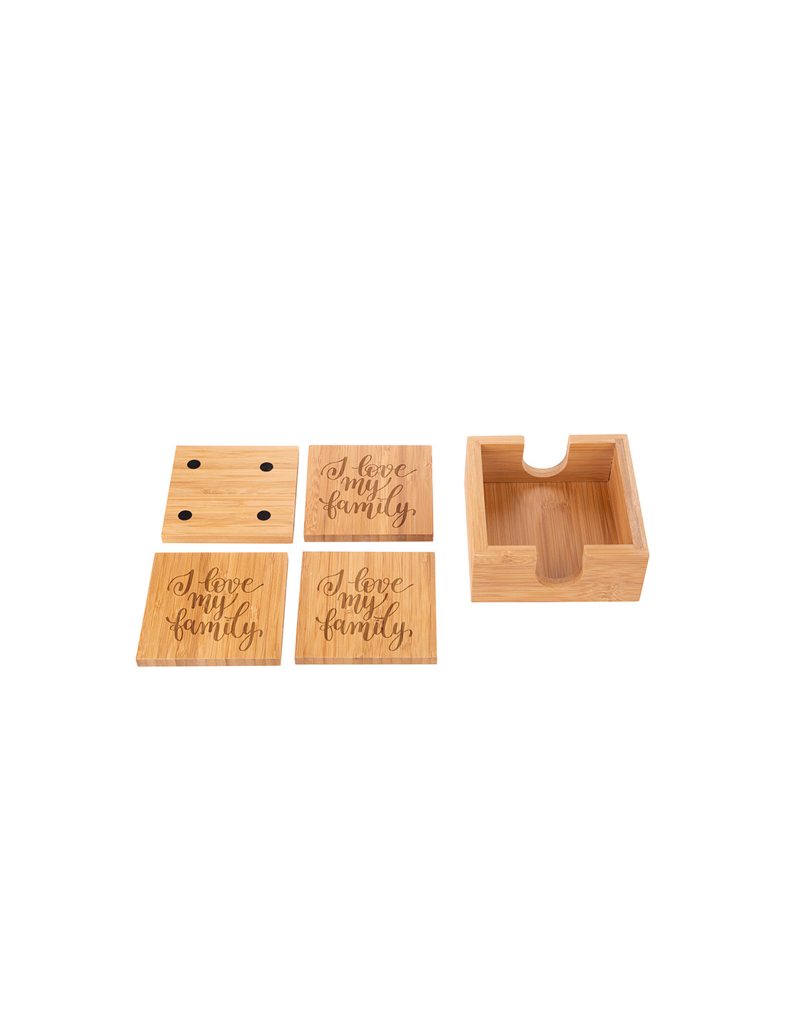 Ensemble de 4 dessous de verre carrés en bambou (9,7 cm)