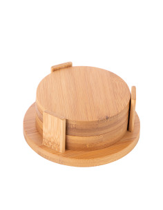 4pcs Round Bamboo Coaster Set(9.5cm)