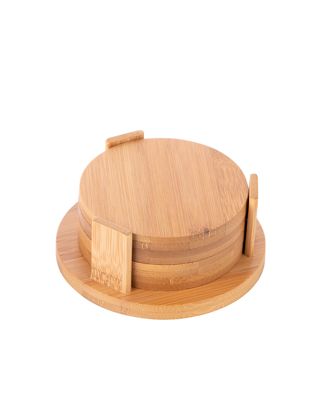 Ensemble de 4 dessous de verre ronds en bambou (9,5 cm)