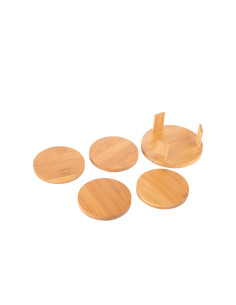4pcs Round Bamboo Coaster Set(9.5cm) 2