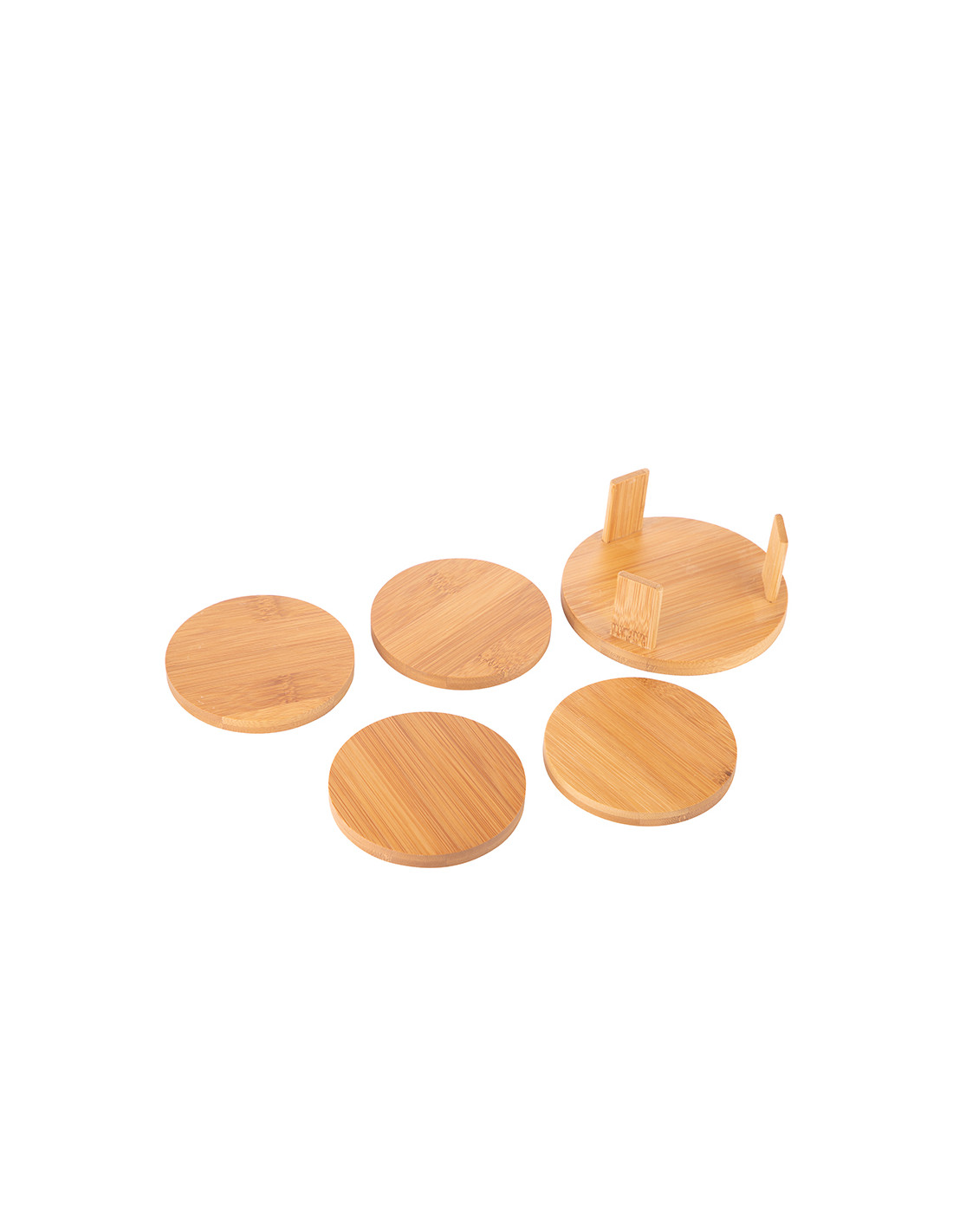 Ensemble de 4 dessous de verre ronds en bambou (9,5 cm)