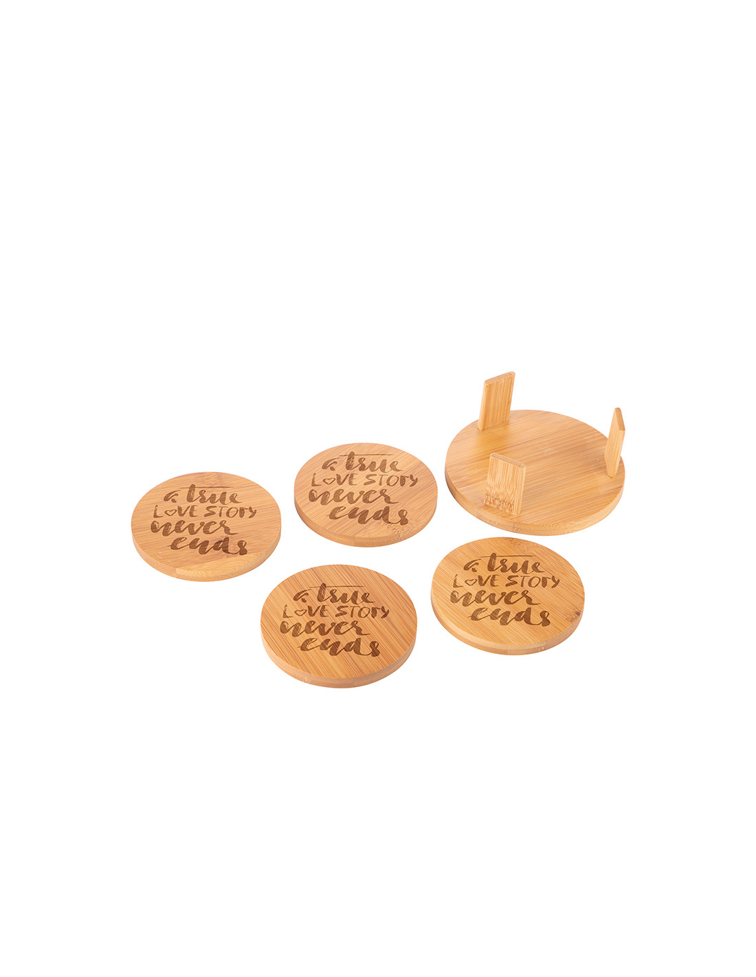 Ensemble de 4 dessous de verre ronds en bambou (9,5 cm)