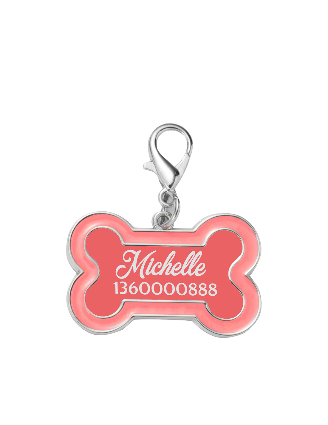 Médaille pour chien par sublimation (bord rose, 3 x 4,5 cm)