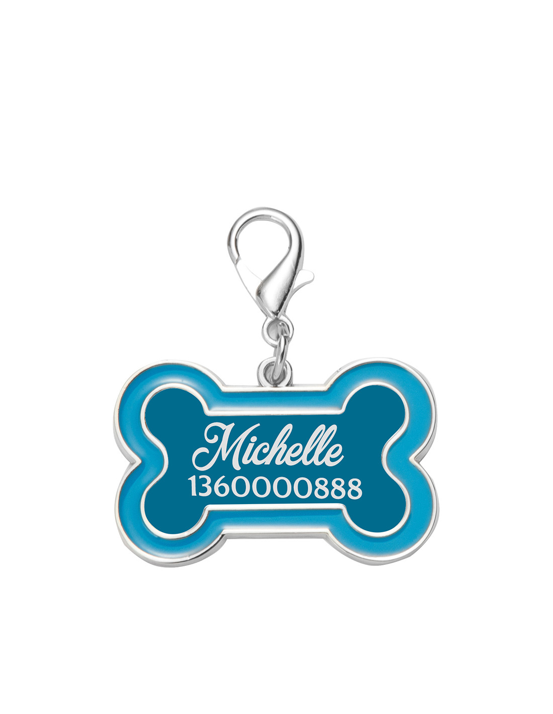 Médaille pour chien par sublimation (bord bleu, 3 x 4,5 cm)