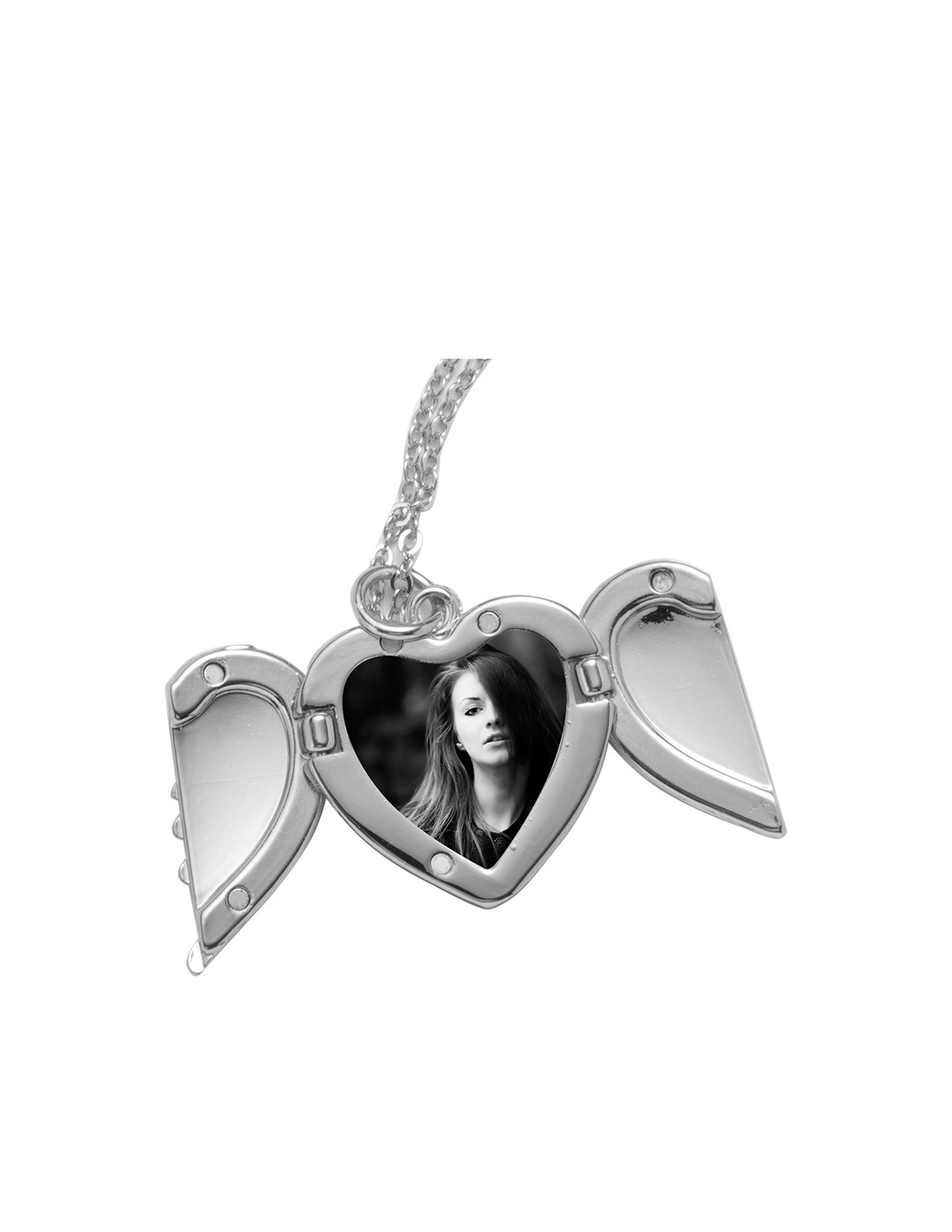 Collier coeur ailes d'ange (argent)