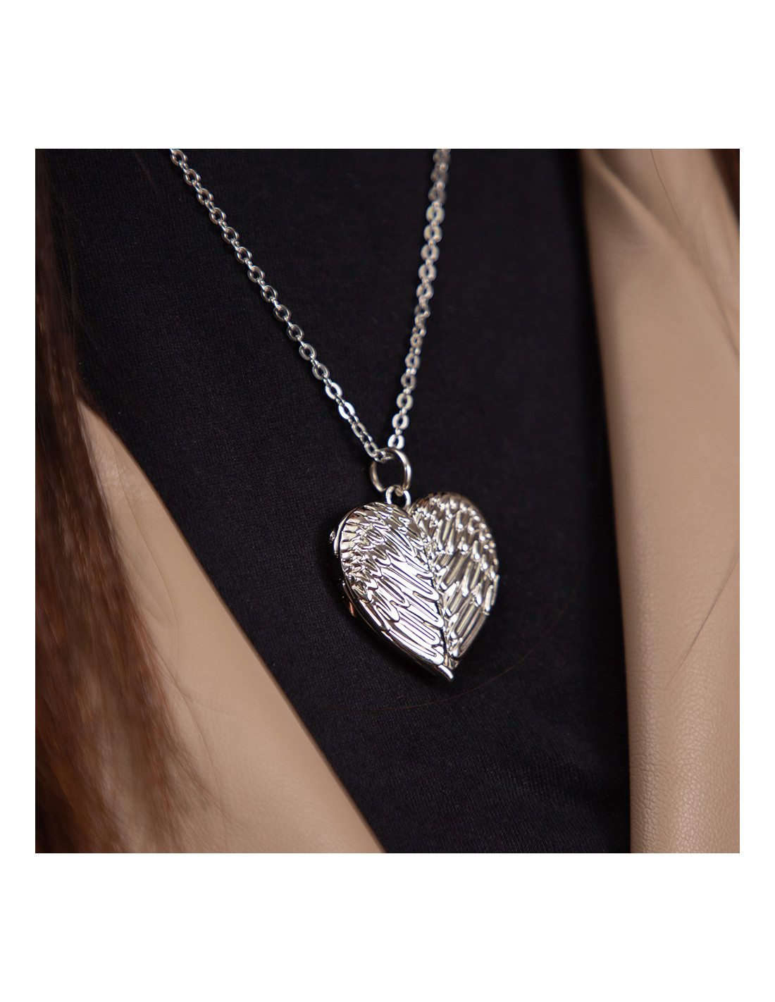 Collier coeur ailes d'ange (argent)