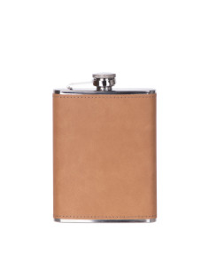 8oz/240ml Stainless Steel Flask with PU Cover(Light Brown)