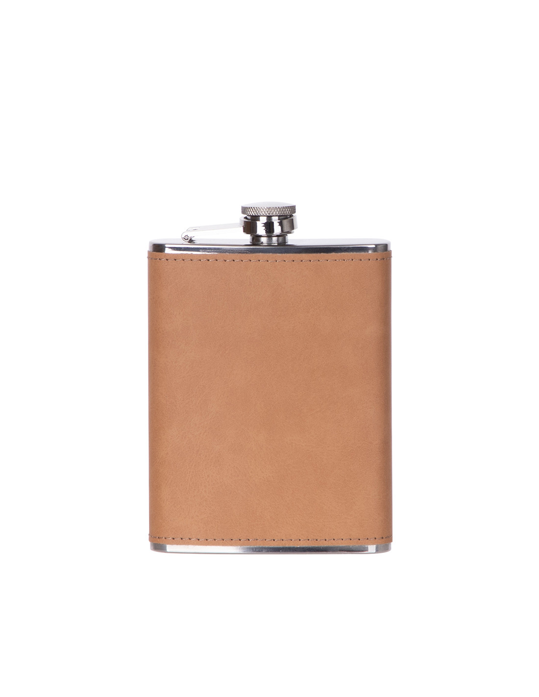 Flacon en acier inoxydable de 8 oz/240 ml avec couvercle en PU (marron clair)