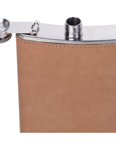 8oz/240ml Stainless Steel Flask with PU Cover(Light Brown) 2