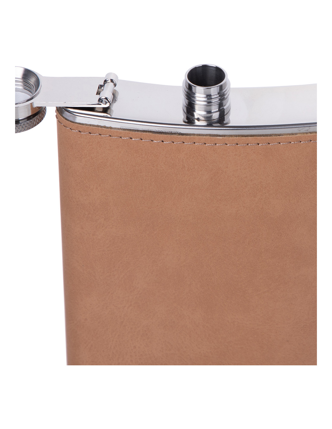 Flacon en acier inoxydable de 8 oz/240 ml avec couvercle en PU (marron clair)
