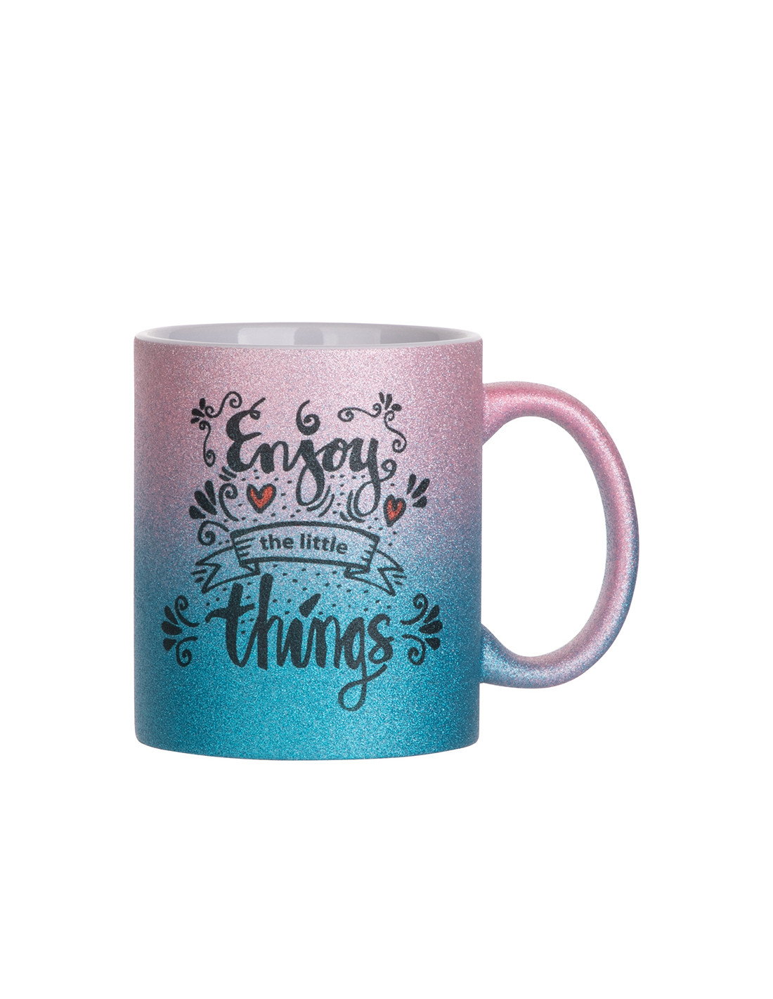 Tasse à paillettes à fond dégradé de 11 oz/330 ml (rose + bleu clair)