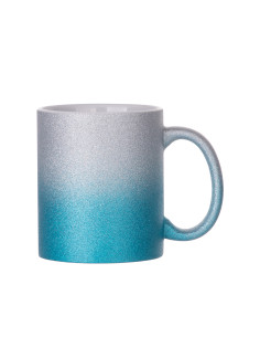 11oz/330ml Gradient Bottom Glitter Mug(Silver+Light Blue)
