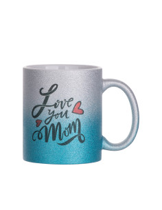11oz/330ml Gradient Bottom Glitter Mug(Silver+Light Blue) 2