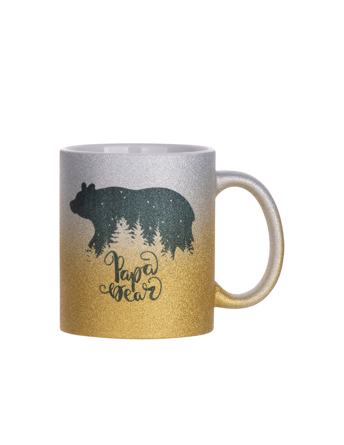 Tasse à paillettes à fond dégradé de 11 oz/330 ml (argent + or)