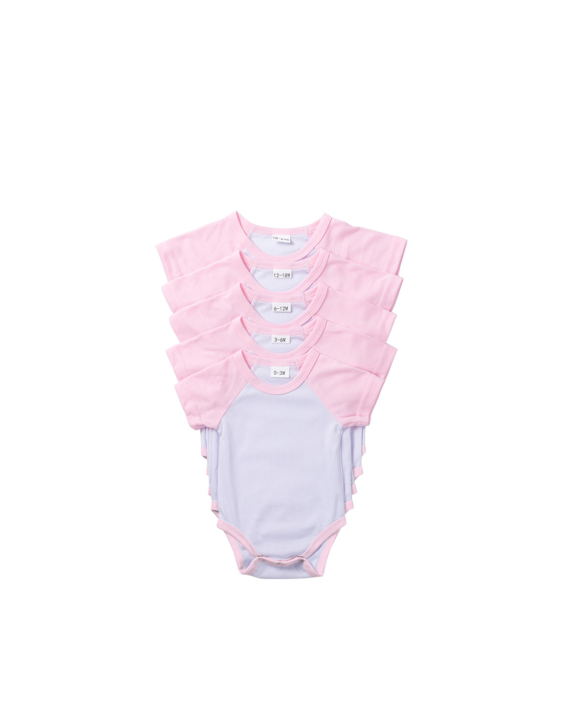Combinaison bébé manches courtes Raglan M (rose, 3-6M)