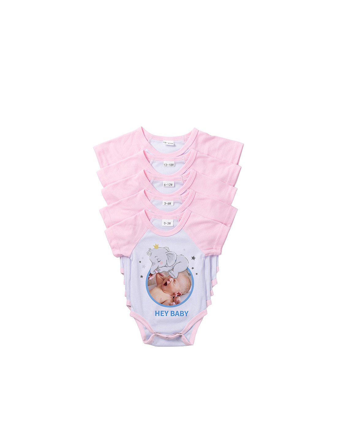 Combinaison bébé manches courtes Raglan XXL (rose, 18-24 M)