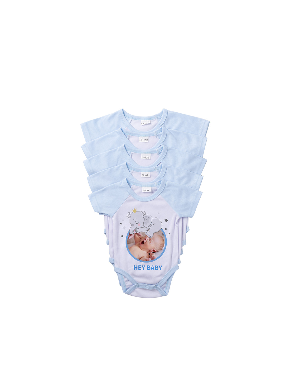 Combinaison bébé manches courtes Raglan XXL (bleu clair, 18-24 M)