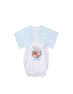 Baby Nightdress Long Sleeve Raglan M(Light Blue ,3-6M) 2