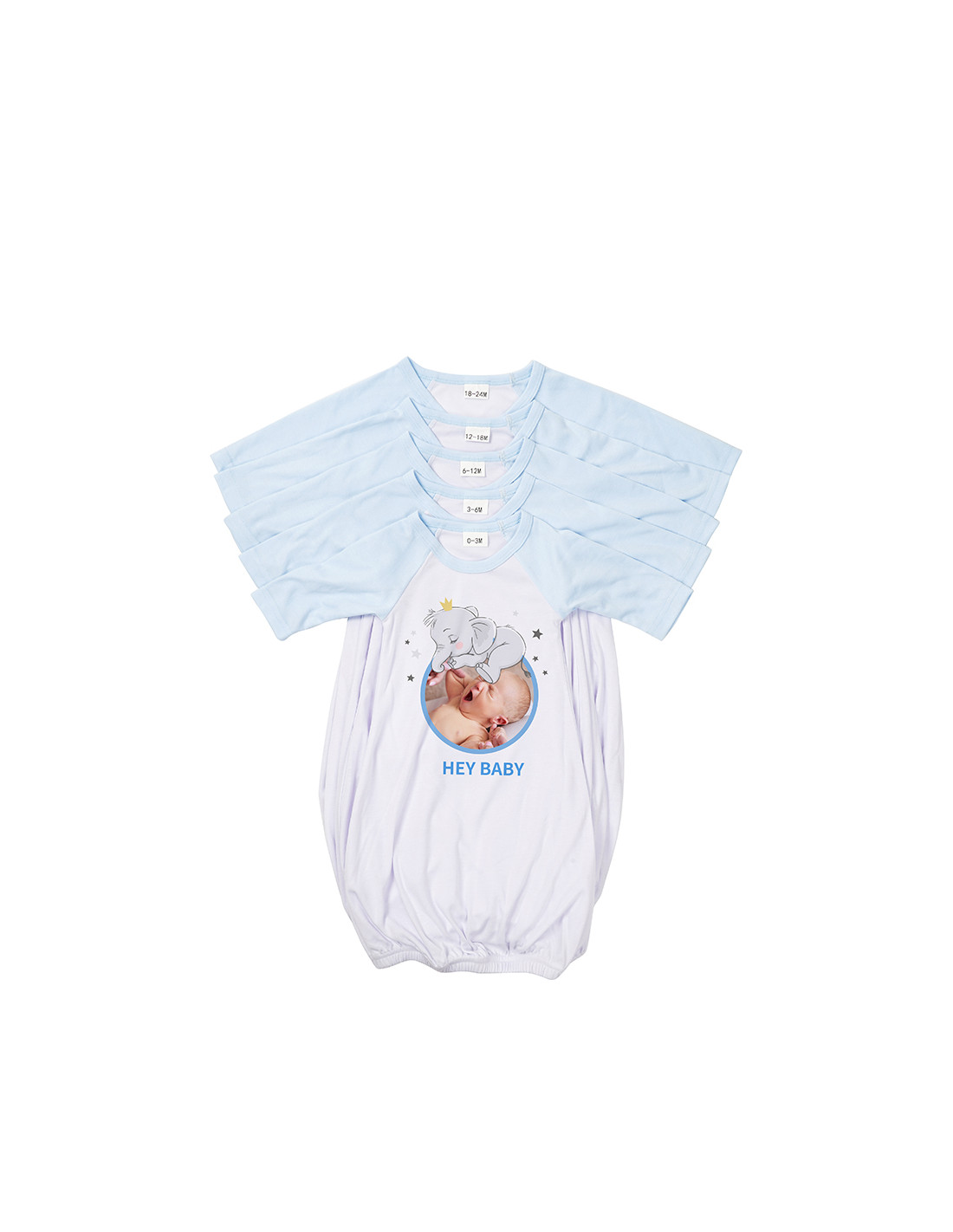 Chemise de nuit bébé manches longues Raglan XXL (bleu clair, 18-24 M)