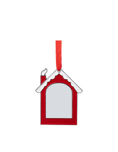 3" Red Gingerbread House Metal Ornament