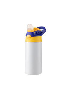 12oz/360ml Kids Stainless Steel Bottle With Silicon Straw & Blue Cap(White) 2