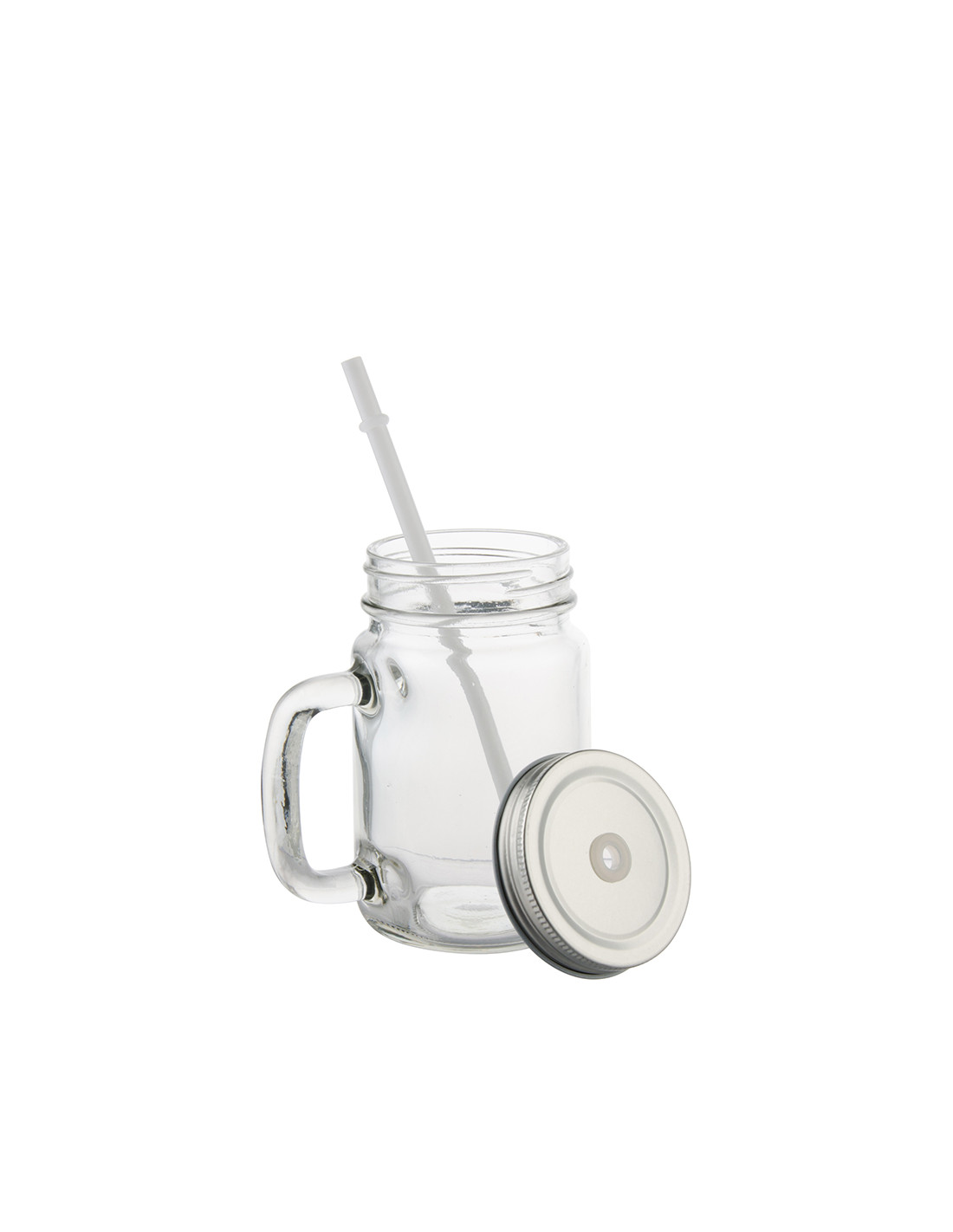 Pot Mason de 12 oz/350 ml avec paille (transparent)