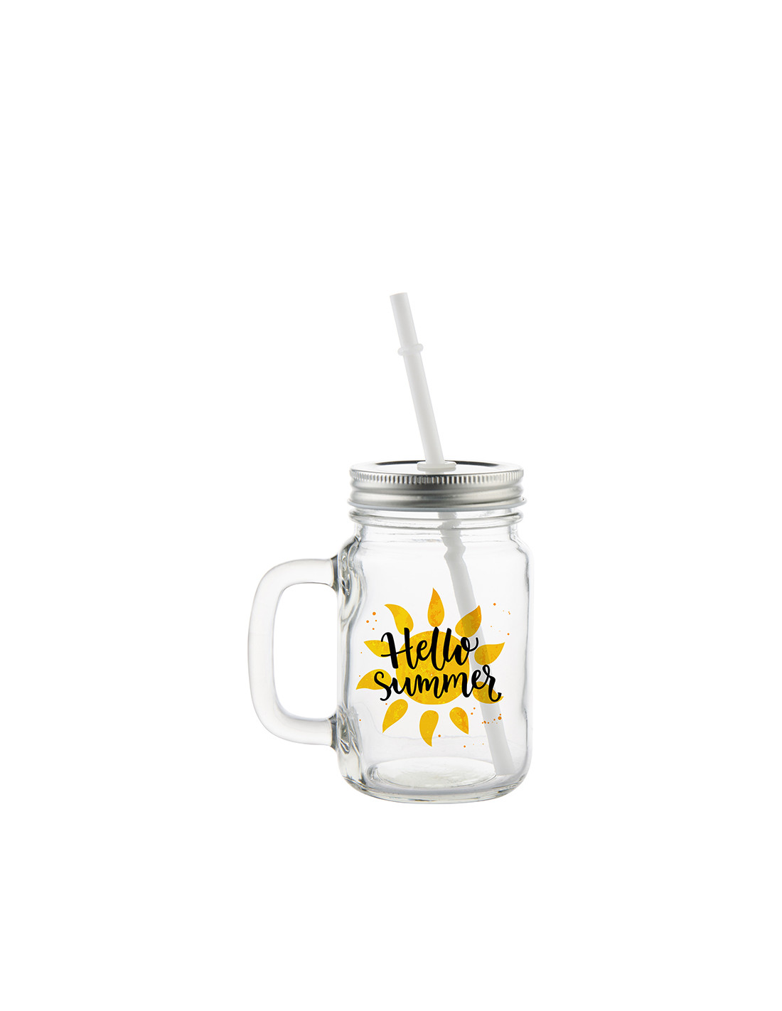 Pot Mason de 12 oz/350 ml avec paille (transparent)
