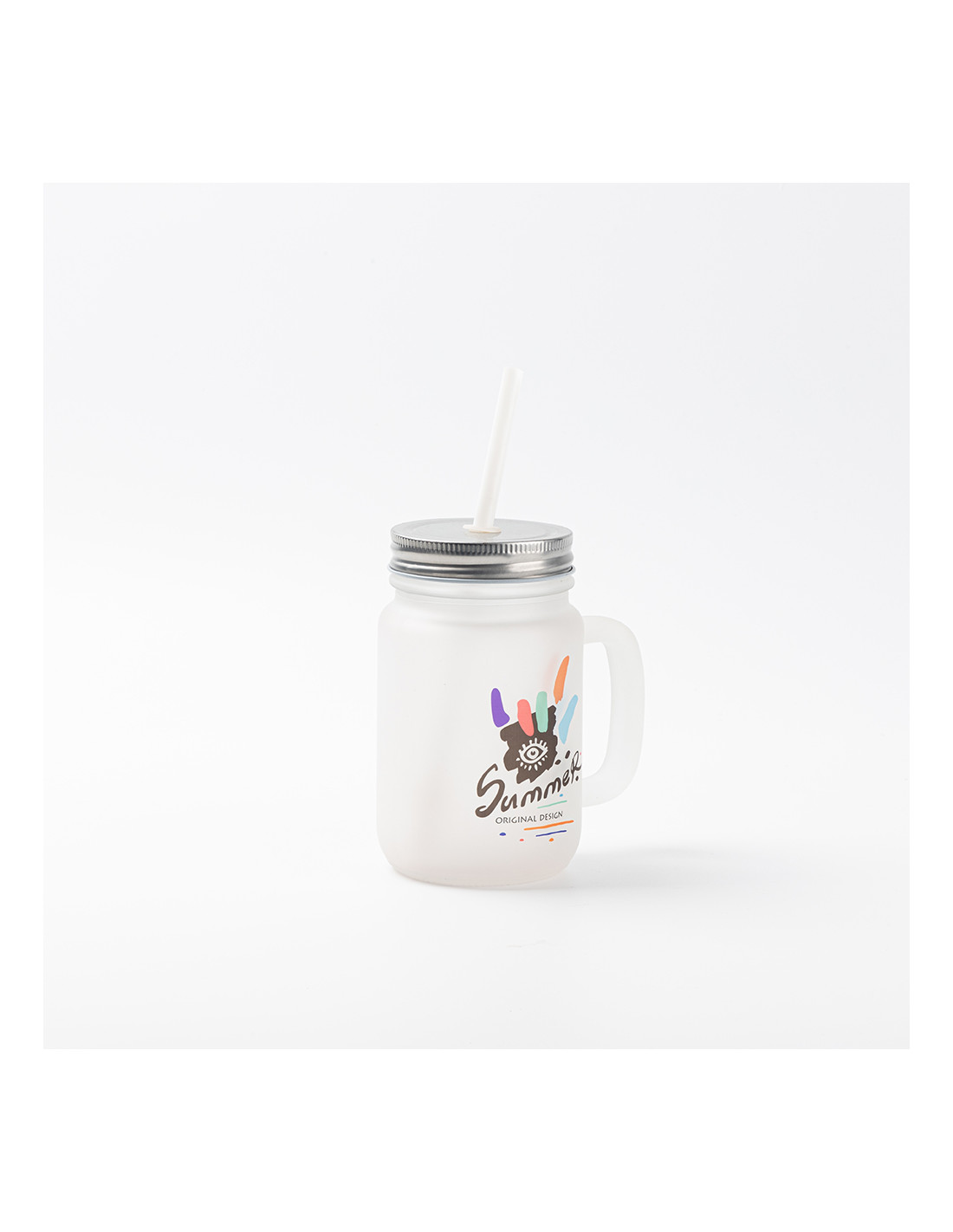 Pot Mason de 12 oz/350 ml avec paille (givré)