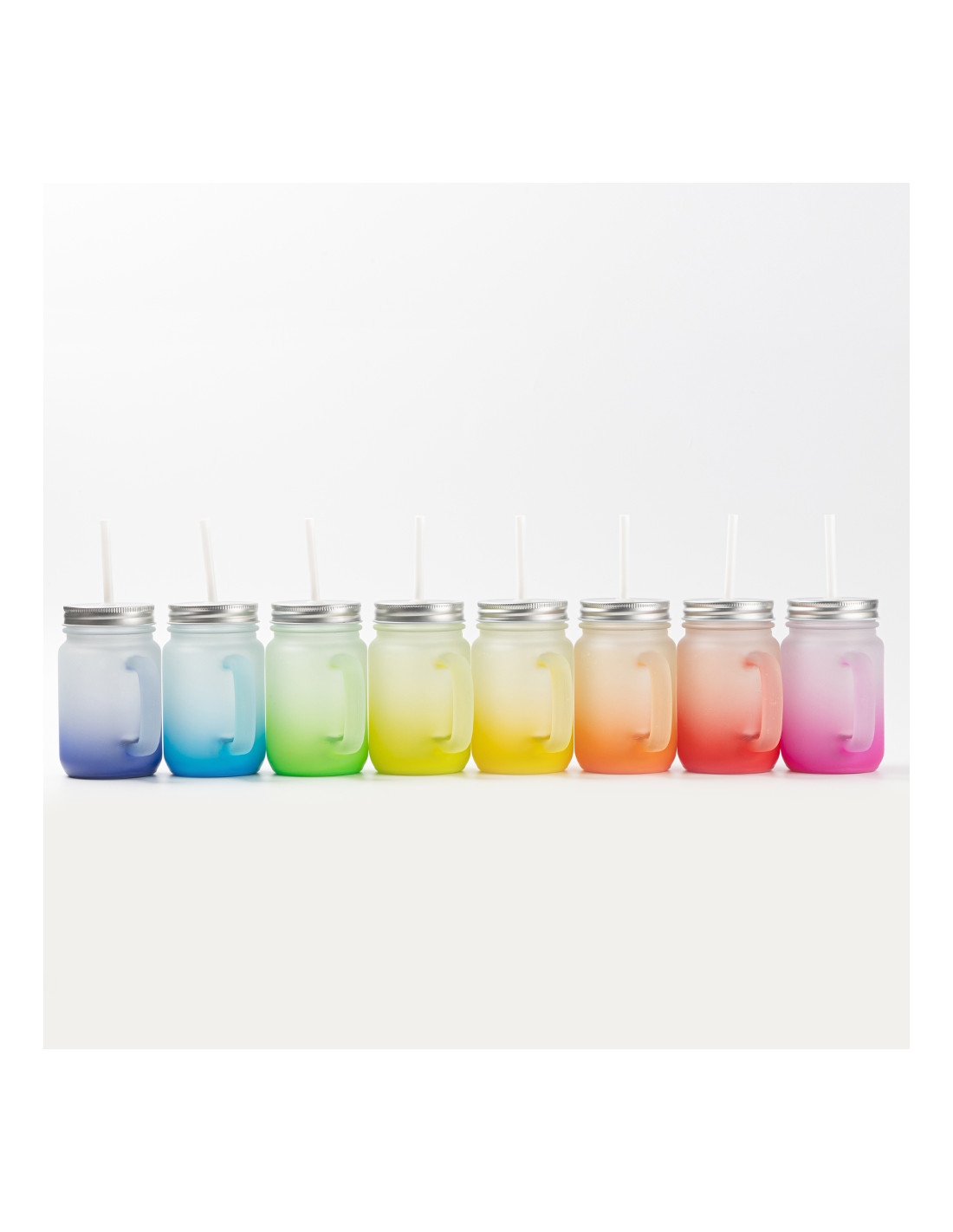 Pot Mason de 12 oz/350 ml avec paille (givré)
