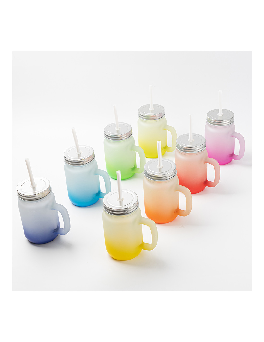 Pot Mason de 12 oz/350 ml avec paille (givré)