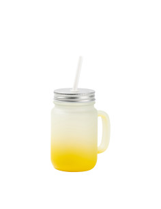 12oz/350ml Mason Jar w/ Straw(Frosted, Gradient Yellow)