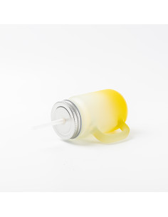 12oz/350ml Mason Jar w/ Straw(Frosted, Gradient Yellow) 2