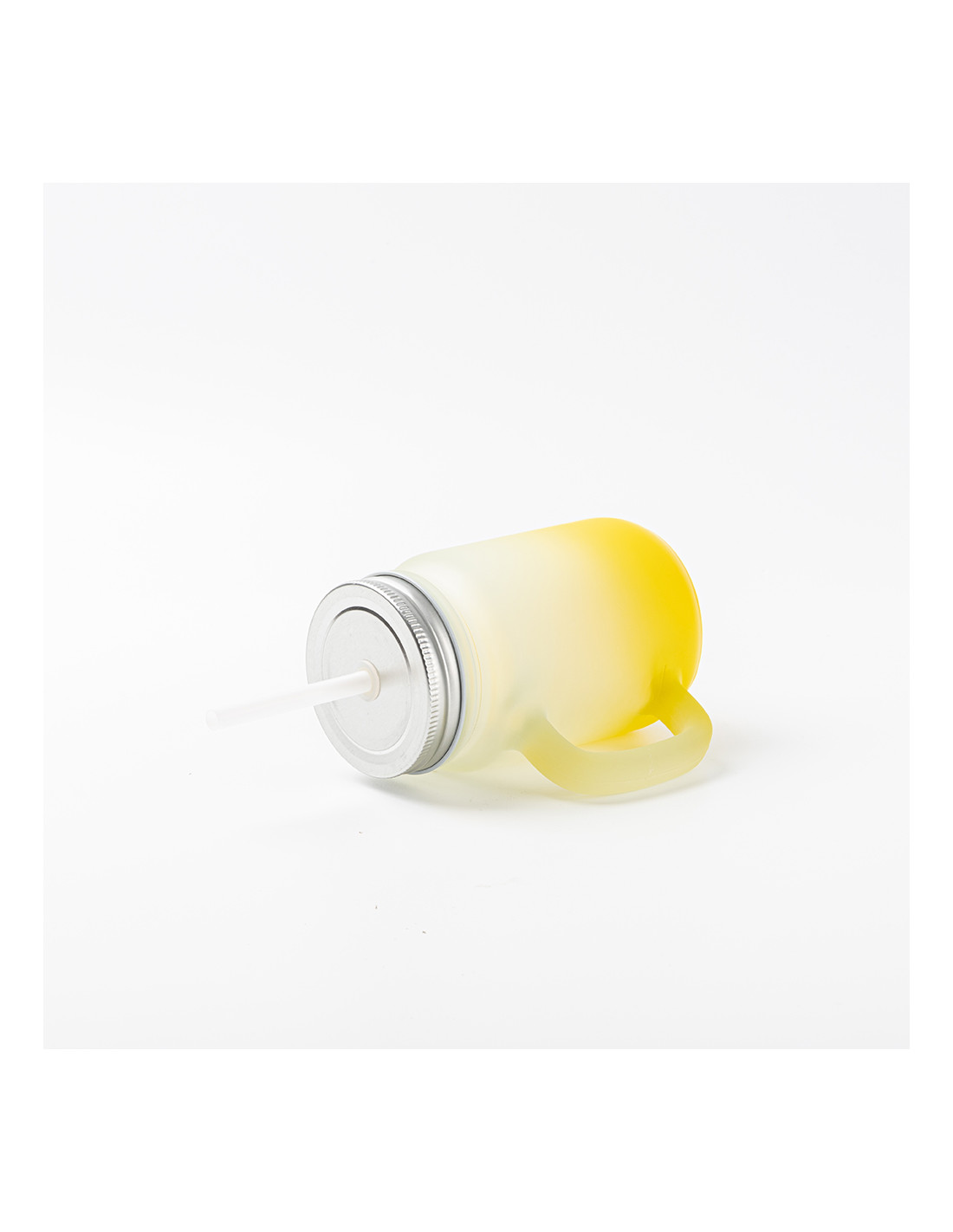 Pot Mason de 12 oz/350 ml avec paille (givré, jaune dégradé)