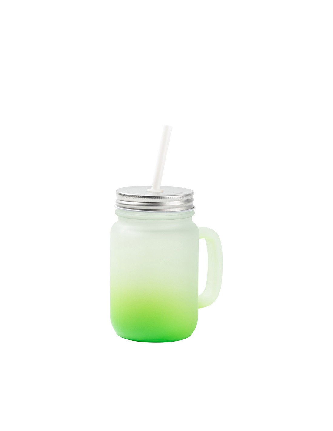 Pot Mason de 12 oz/350 ml avec paille (givré, vert dégradé)