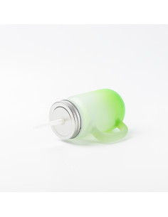 12oz/350ml Mason Jar w/ Straw(Frosted, Gradient Green) 2