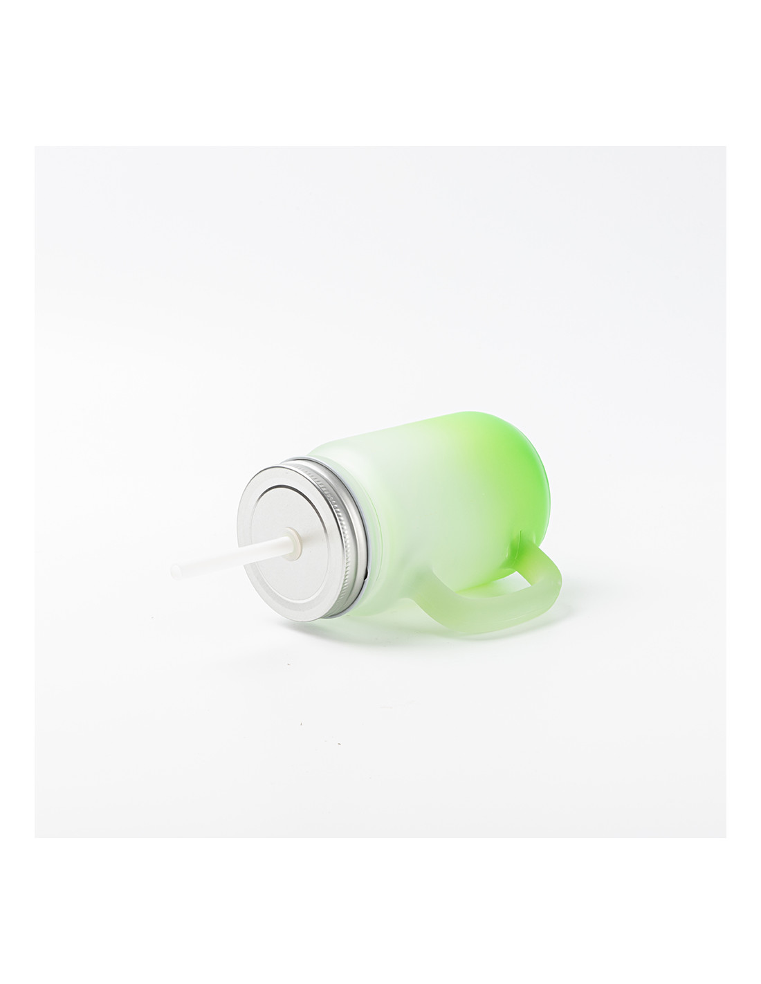 Pot Mason de 12 oz/350 ml avec paille (givré, vert dégradé)