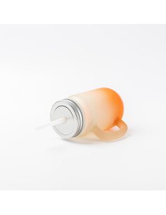 12oz/350ml Mason Jar w/ Straw(Frosted, Gradient Orange) 2