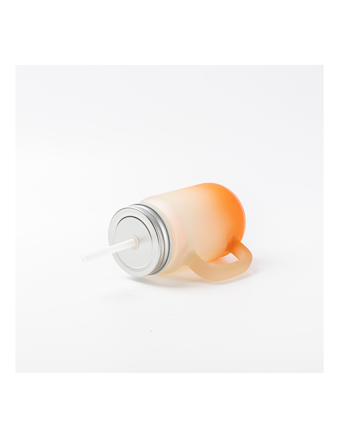 Pot Mason de 12 oz/350 ml avec paille (givré, orange dégradé)